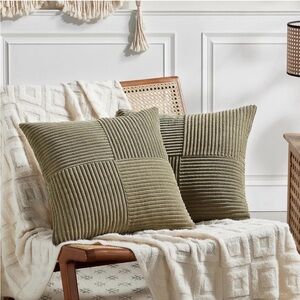 Green Corduroy Throw Pillow Covers